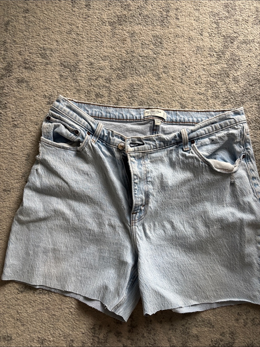 Abercrombie & Fitch Curve Love Light Wash Denim Cutoff Shorts